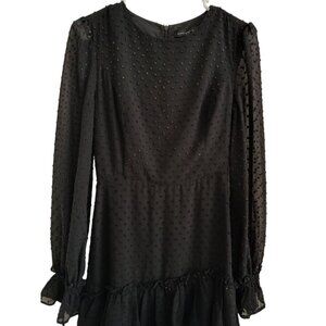 Endless Rose Womens XS Black Swiss Dot Long Ruffled Dress Gothic Victorian